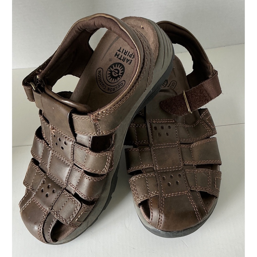 Earth Spirit Mens Fisherman Sandals Brown Gelron Cushion Size 7 MNES29ER021